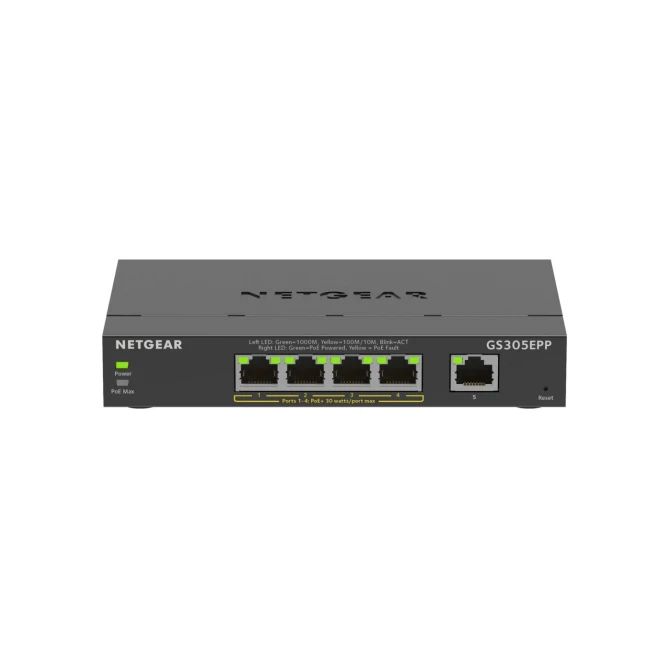 NETGEAR 5-Port Gigabit Ethernet High-Power PoE+ Plus Switch