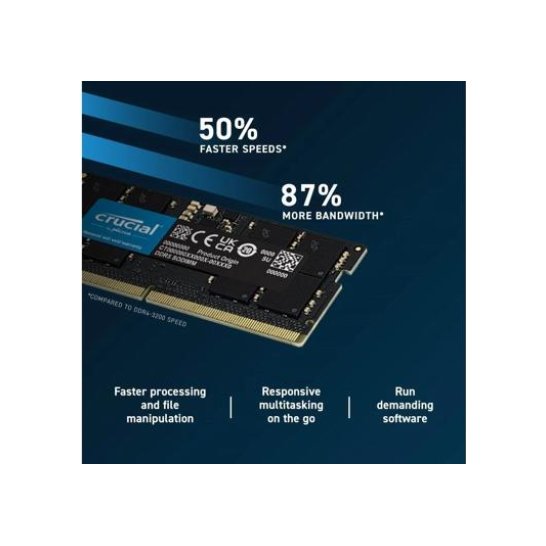 Geheugen Crucial 16 GB 1 x 16 GB DDR5 5600 MHz SODIMM Geheugen Crucial 16 GB 1 x 16 GB DDR5 5600 MHz SODIMM