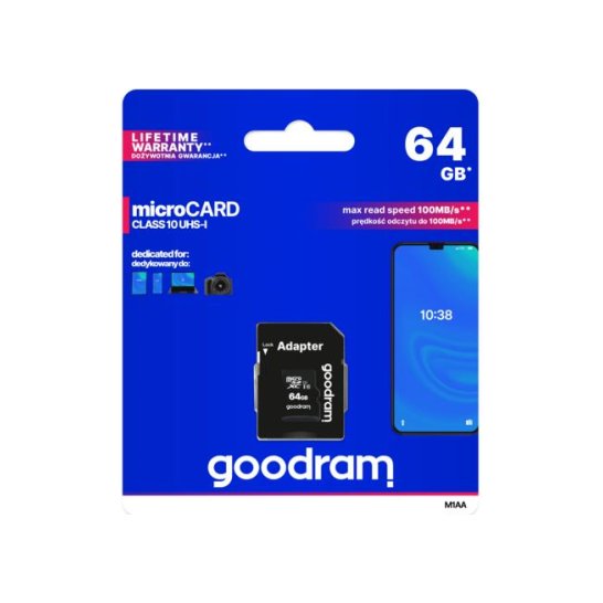 Goodram M1AA 64 GB MicroSDXC UHS-I Klasse 10 Goodram M1AA 64 GB MicroSDXC UHS-I Klasse 10