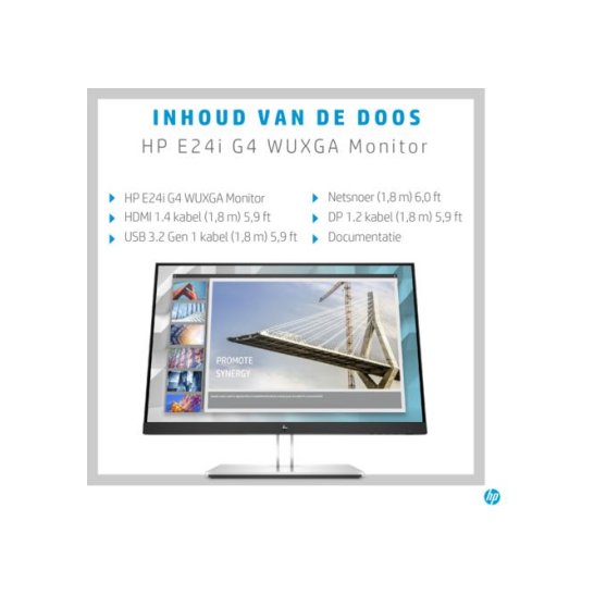 HP E-Series E24i G4 24inch Full-H WUXGA Zwart, Zilver HP E-Series E24i G4 24inch Full-H WUXGA Zwart, Zilver