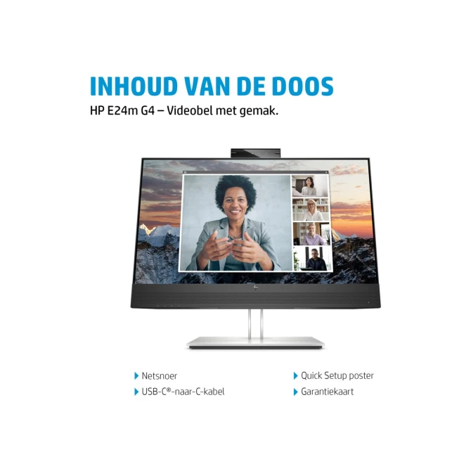 Monitor HP E24m G4 23.8inch Full-HD Zwart, Zilver