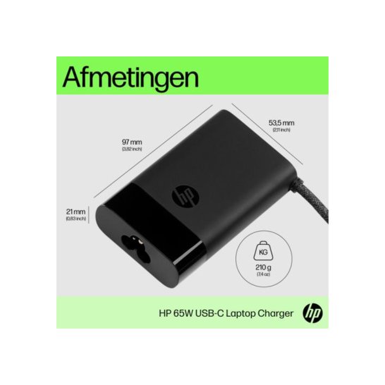 HP USB-C 65W-laptoplader HP USB-C 65W-laptoplader