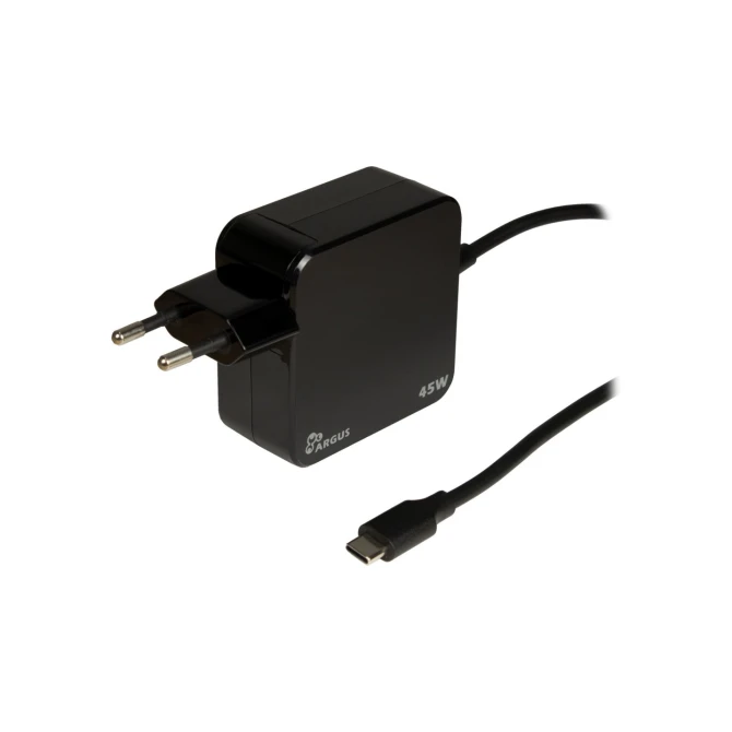 Inter-Tech Argus PD-2045 | Universele USB-C Oplader 45W | Zwart | Met Geïntegreerde Kabel