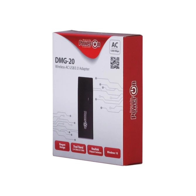 Inter-Tech DMG-20 | Wi-Fi 5 USB Adapter | 867 Mbps | Dual-band (2,4 GHz / 5 GHz) | USB 3.0 | Zwart