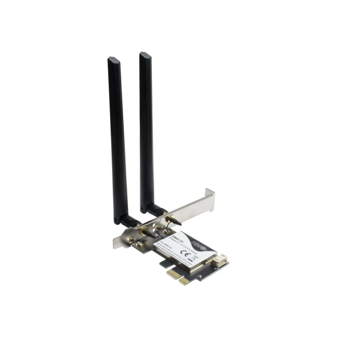 Inter-Tech DMG-35 | Wi-Fi 6 & Bluetooth 5.0 PCIe Adapter | 3000 Mbps | Dual-band (2,4 GHz / 5 GHz) | Intel AX200 Chipset | PCIe x1
