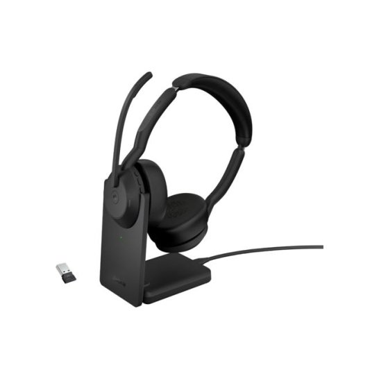 Jabra Evolve2 55 MS Stereo headset & Charging on-ear zwart