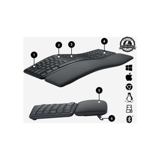 KYB Logitech Ergo K860 toetsenbord RF-draadloos + Bluetooth KYB Logitech Ergo K860 toetsenbord RF-draadloos + Bluetooth