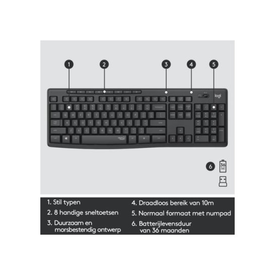 KYB Logitech MK295 Silent Keyb + Mouse Combo / Wireless KYB Logitech MK295 Silent Keyb + Mouse Combo / Wireless