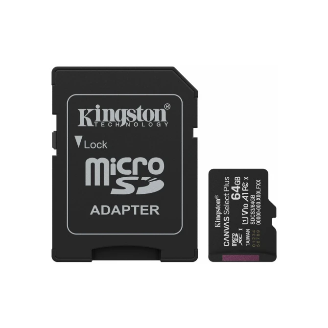 mSD Kingston 64GB Canvas Select Plus 100MB/s + adapter