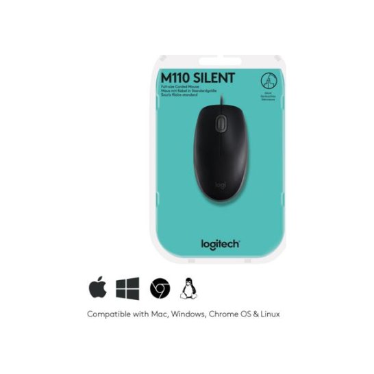 Logitech B110 Silent Mouse USB Type-A Optical 1000 DPI Logitech B110 Silent Mouse USB Type-A Optical 1000 DPI