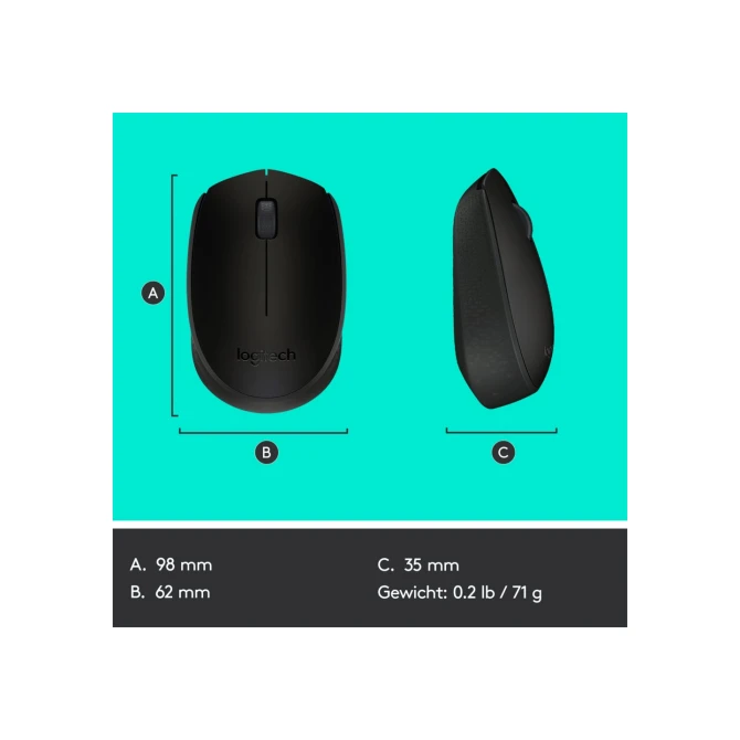 Logitech M171 | Draadloze Muis | Links- en Rechtshandig | RF | 1000 DPI | Zwart
