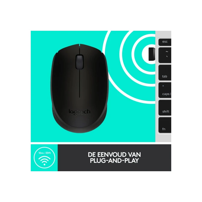 Logitech M171 | Draadloze Muis | Links- en Rechtshandig | RF | 1000 DPI | Zwart