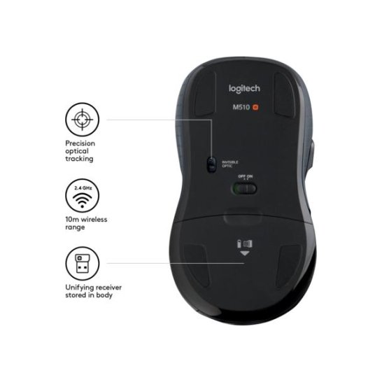 Logitech M510 muis RF Draadloos Laser Logitech M510 muis RF Draadloos Laser