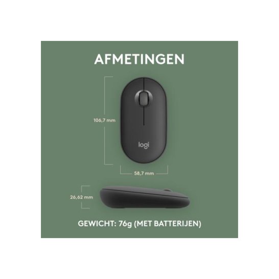 Logitech Pebble 2 M350s muis Ambidextrous RF-draadloos + Blu Logitech Pebble 2 M350s muis Ambidextrous RF-draadloos + Blu