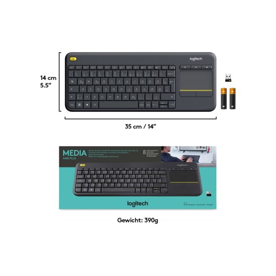 Logitech Ret. Wireless Touch Keyboard K400 Plus