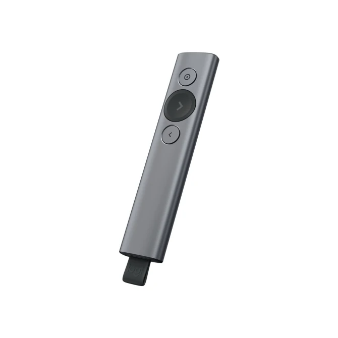 Logitech Spotlight Presenter | Draadloos | Bluetooth & USB 2.4 GHz | Bereik tot 30 meter | Grijs