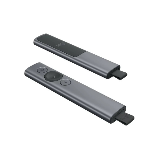 Logitech Spotlight Presenter | Draadloos | Bluetooth & USB 2.4 GHz | Bereik tot 30 meter | Grijs