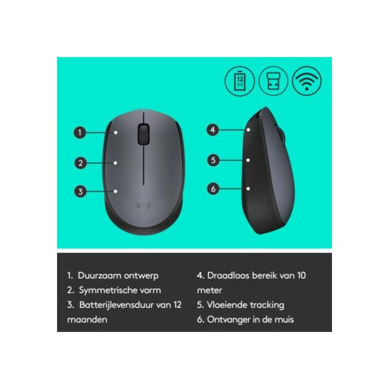 MS Logitech M170 Wireless Mouse Grey MS Logitech M170 Wireless Mouse Grey