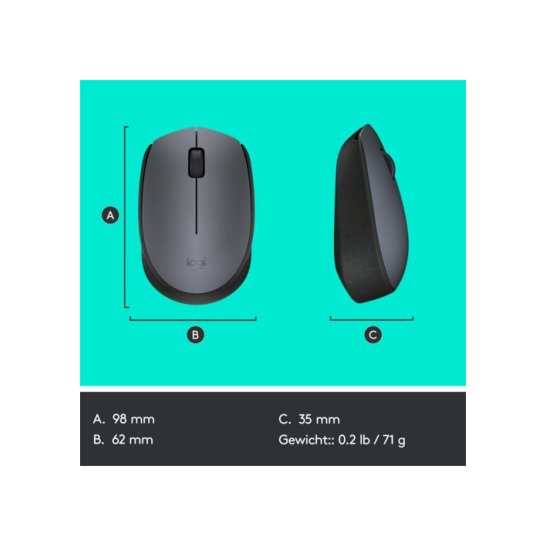 MS Logitech M170 Wireless Mouse Grey MS Logitech M170 Wireless Mouse Grey