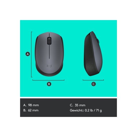 MS Logitech M170 Wireless Mouse Grey MS Logitech M170 Wireless Mouse Grey
