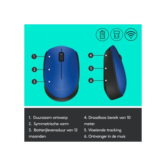 MS Logitech M171 Wireless Mouse Blue