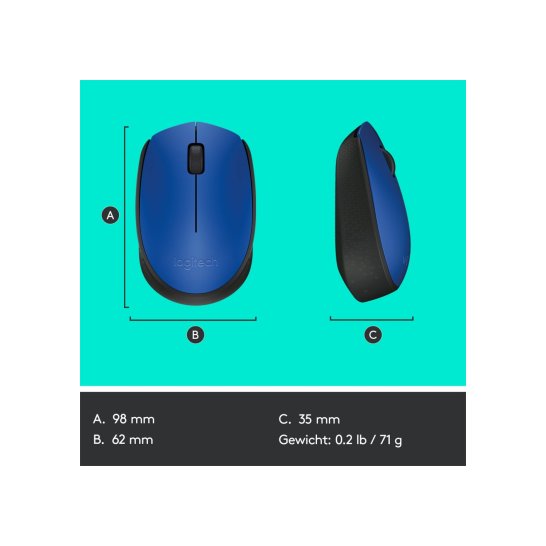 MS Logitech M171 Wireless Mouse Blue