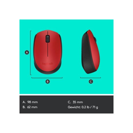 MS Logitech M171 Wireless Mouse Red MS Logitech M171 Wireless Mouse Red