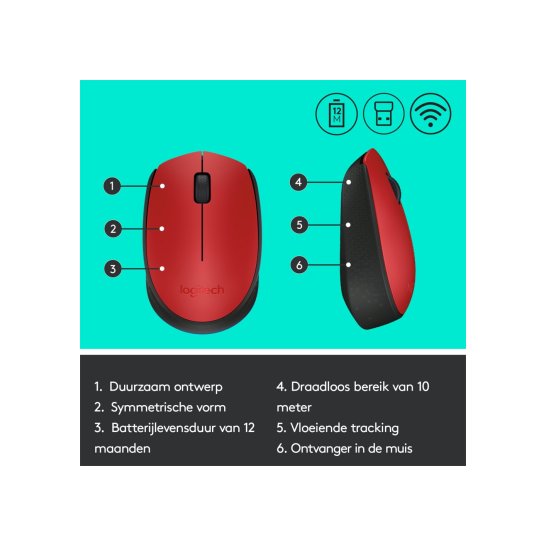 MS Logitech M171 Wireless Mouse Red MS Logitech M171 Wireless Mouse Red
