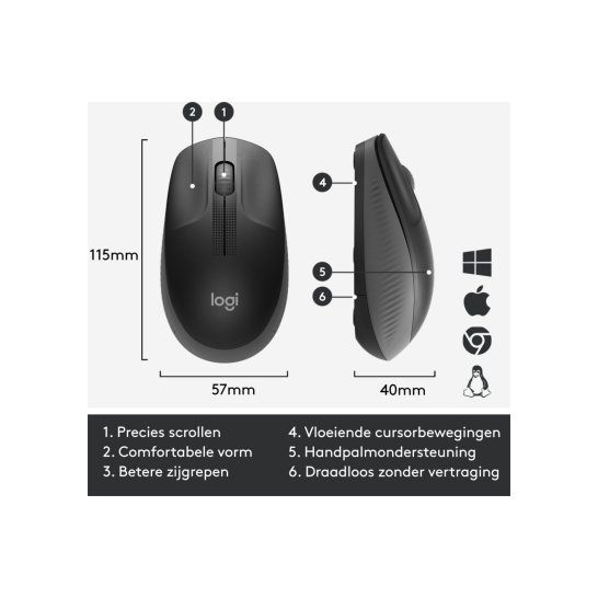 MS Logitech M190 wireless mouse Black