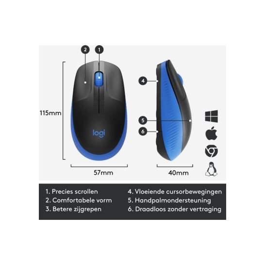 MS Logitech M190 wireless mouse Blue