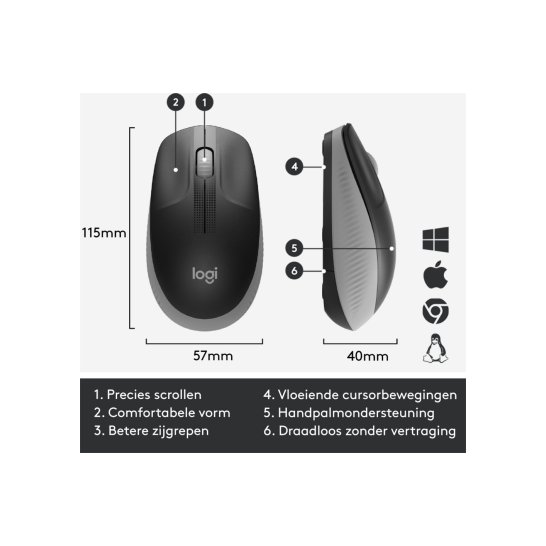 MS Logitech M190 wireless mouse Grey