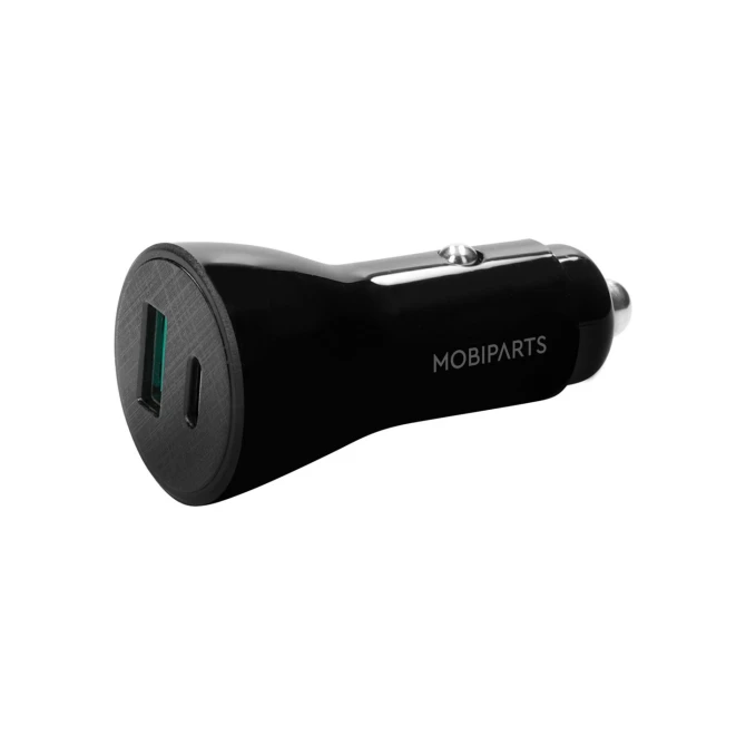 Mobiparts Car Charger | 2-Poorts USB-C & USB-A Autolader 30W PD Fast Charging | Zwart