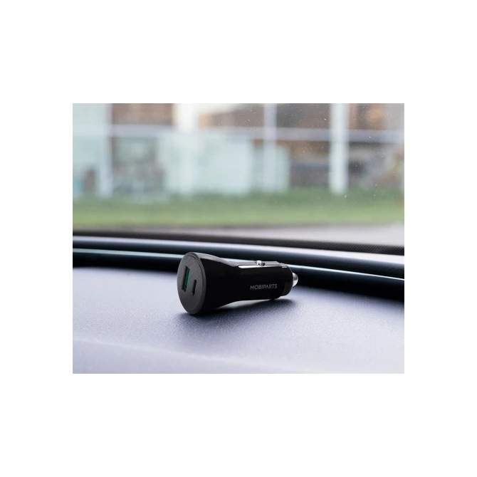 Mobiparts Car Charger | 2-Poorts USB-C & USB-A Autolader 30W PD Fast Charging | Zwart