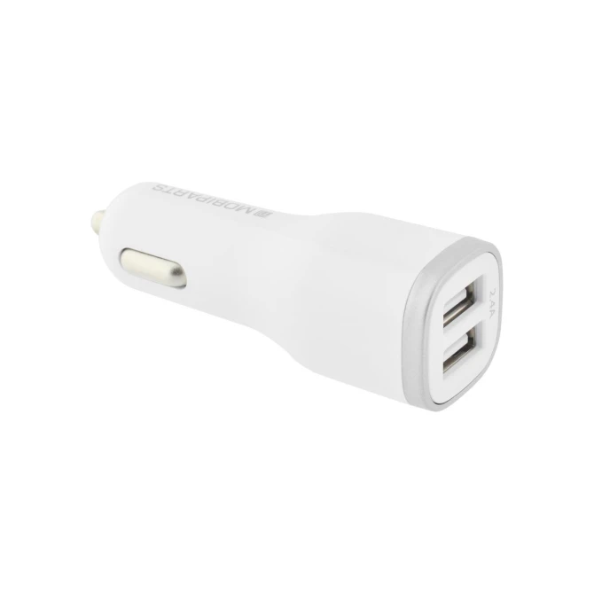 Mobiparts Car Charger | Dual USB-A Autolader 12W / 2.4A | Wit