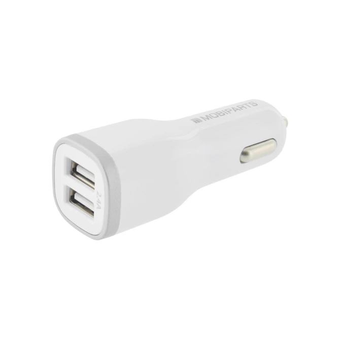 Mobiparts Car Charger | Dual USB-A Autolader 12W / 2.4A | Wit