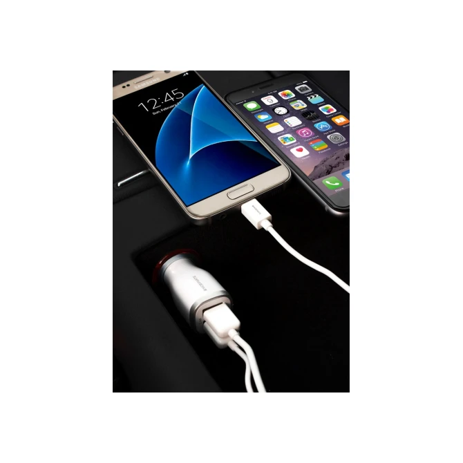 Mobiparts Car Charger | Dual USB-A Autolader 12W / 2.4A | Wit