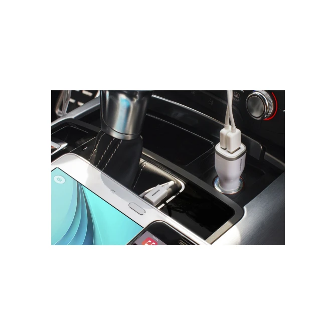 Mobiparts Car Charger | Dual USB-A Autolader 12W / 2.4A | Wit