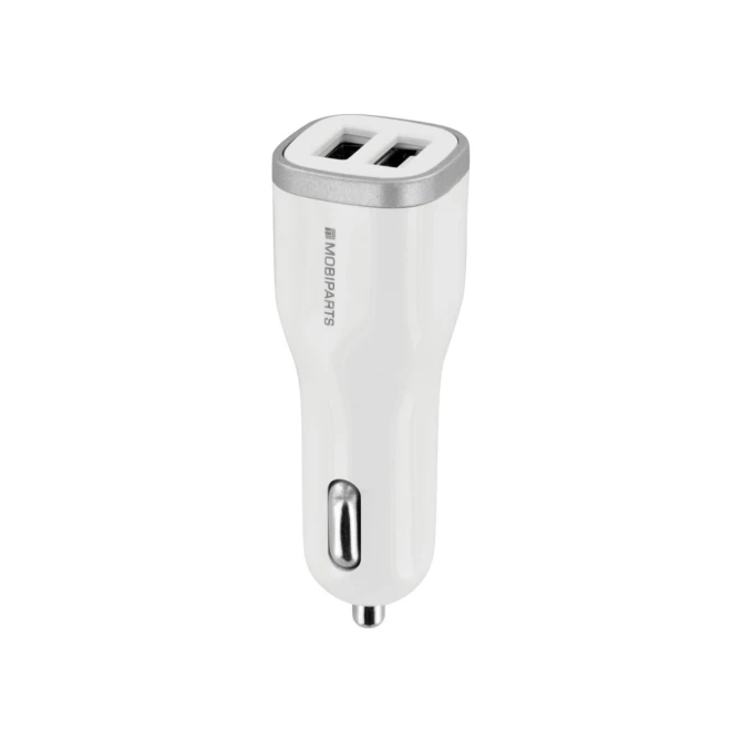 Mobiparts Car Charger | Dual USB-A Autolader 12W / 2.4A | Wit