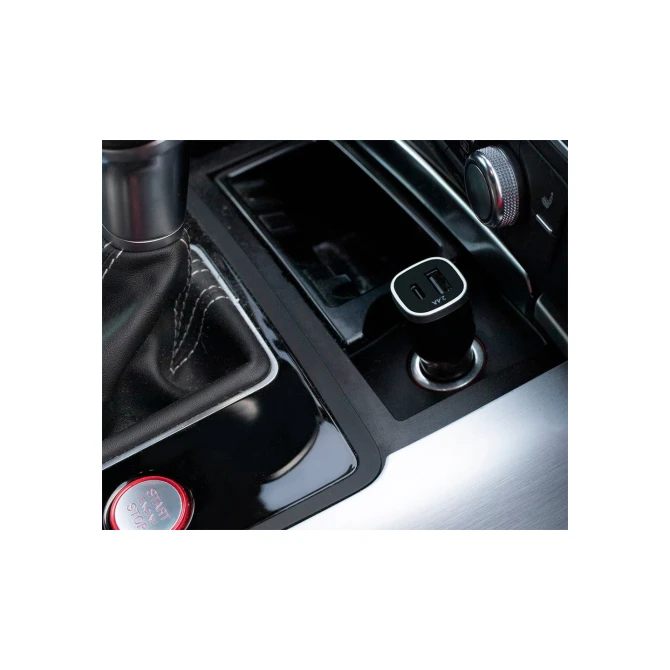 Mobiparts Car Charger | Dual USB-A & USB-C Autolader 12W | Zwart