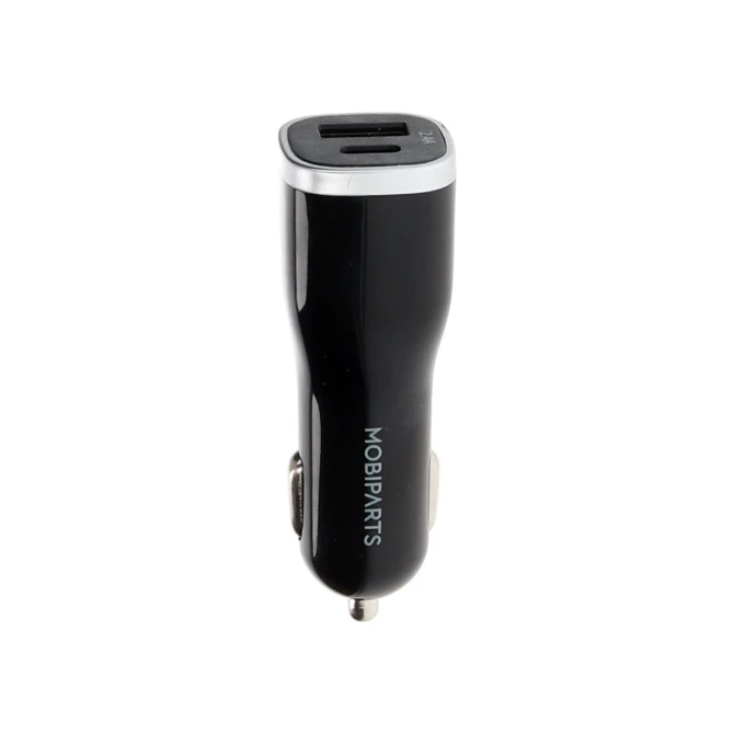 Mobiparts Car Charger | Dual USB-A & USB-C Autolader 12W | Zwart