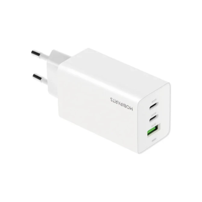 Mobiparts GaN Wall Charger | 2x USB-C & 3.0 USB-A QC 65W | Wit