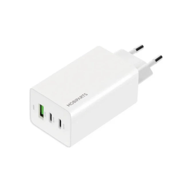 Mobiparts GaN Wall Charger | 2x USB-C & 3.0 USB-A QC 65W | Wit