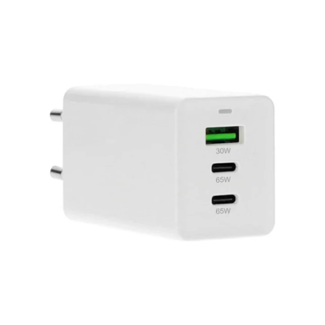 Mobiparts GaN Wall Charger | 2x USB-C & 3.0 USB-A QC 65W | Wit