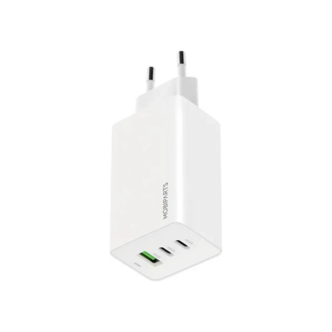 Mobiparts GaN Wall Charger | 2x USB-C & 3.0 USB-A QC 65W | Wit