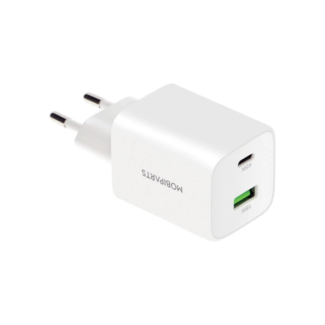 Mobiparts GaN Wall Charger USB-C/USB-A3.0/QC 45W White