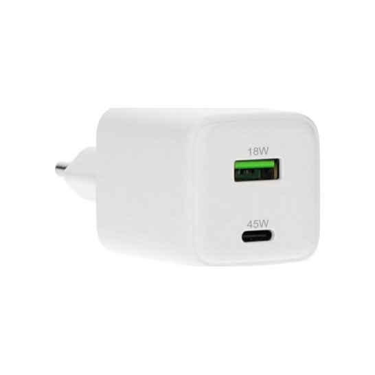 Mobiparts GaN Wall Charger USB-C/USB-A3.0/QC 45W White Mobiparts GaN Wall Charger USB-C/USB-A3.0/QC 45W White