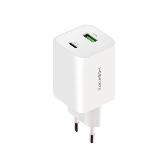 Mobiparts GaN Wall Charger USB-C/USB-A3.0/QC 45W White Mobiparts GaN Wall Charger USB-C/USB-A3.0/QC 45W White