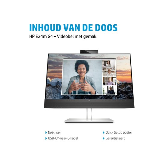 Monitor HP E24m G4 23.8inch Full-HD Zwart, Zilver