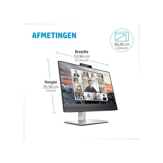 Monitor HP E24m G4 23.8inch Full-HD Zwart, Zilver