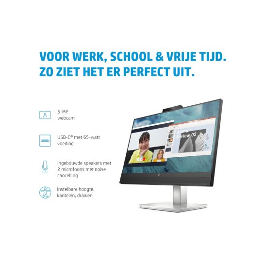 Monitor HP E24m G4 23.8inch Full-HD Zwart, Zilver